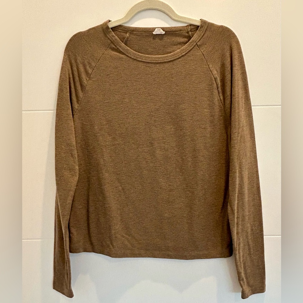 Wilfred Free Crew Neck Brown Long Sleeve T-Shirt Size Small
